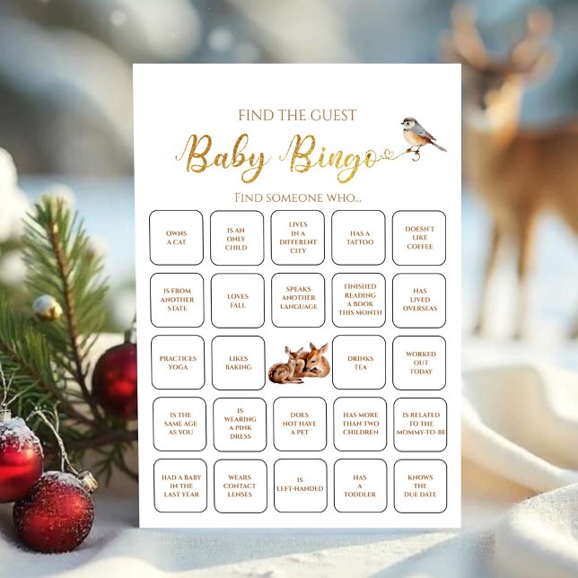 Winter Hirschwald findet das Baby-Bingo-Spiel Einladung (Von Creator hochgeladen)