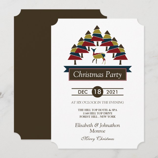 Winter-Hirschwald Weihnachtszeit-Party Einladung (Vorne/Hinten)