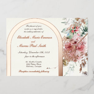 Winter Hochzeit - Blumen 2 Folieneinladung