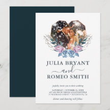 Winter Hochzeit Herz Form Foto Einladung