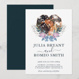 Winter Hochzeit Herz Form Foto Einladung