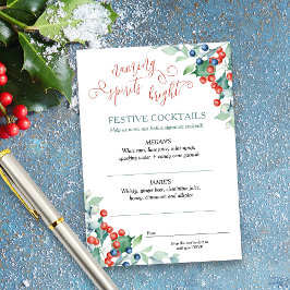 Winter Hochzeit Holly Berries Signature Cocktails Begleitkarte