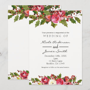 Winter Hochzeit Holly Berry Floral Urlaub im Dezem Einladung