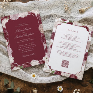 Winter-Hochzeit im Herbst Burgunder-Hortensie Alle Einladung