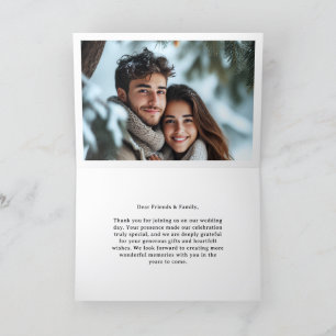 Winter-Hochzeit im Pinienwald Dankeskarte