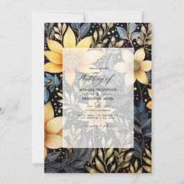Winter-Hochzeit in Schwarz und Gold Einladung