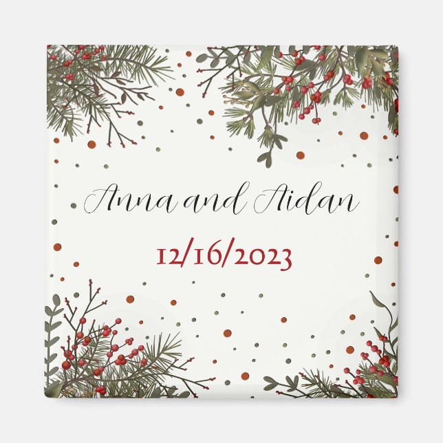 Winter Hochzeit Inspirivity Elegante Moderne Magnet (Vorne)