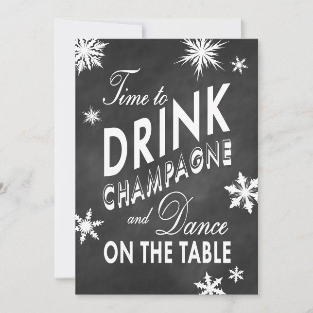 Winter-Hochzeit laden Zeit ein, Champagne zu Einladung (Vorderseite)