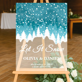Winter-Hochzeit mit Schneefall - Willkommen Mattie Acrylschild