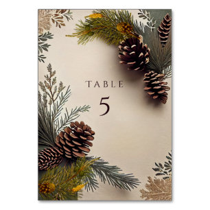 Winter Hochzeit Pine Cones Pine Needles Tischnummer