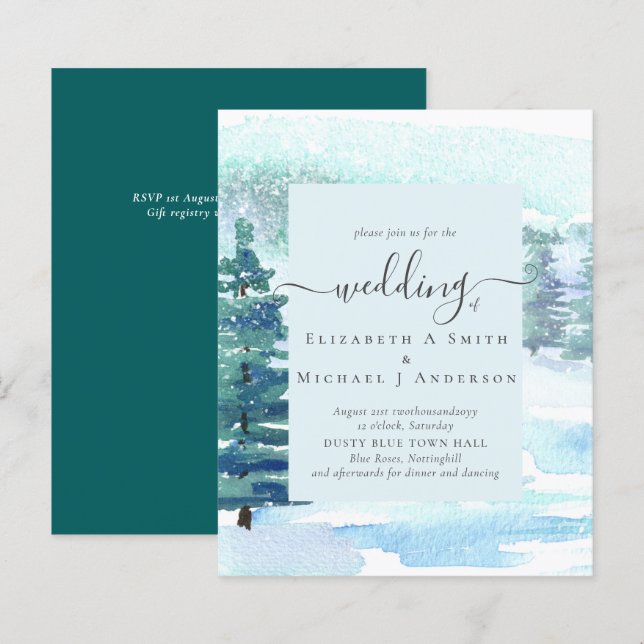 Winter Hochzeit Pine Trees Schnee (Vorne/Hinten)
