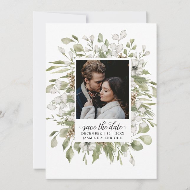 Winter-Hochzeit von Forest Foliage | FOTO Save The Date (Vorderseite)