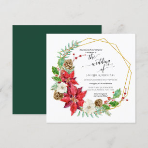 Winter Hochzeit Watercolor Blumenreath  Platz Einladung