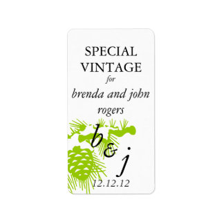 Winter Hochzeit Wein Flasche Etikett Grün Adressaufkleber