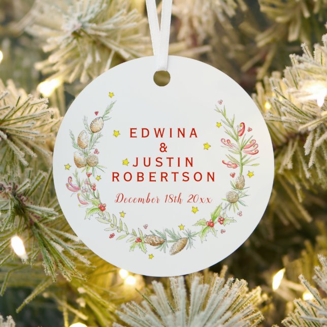 Winter Hochzeiten Wasserfarbenkiefern Ornament Aus Metall (InSitu)