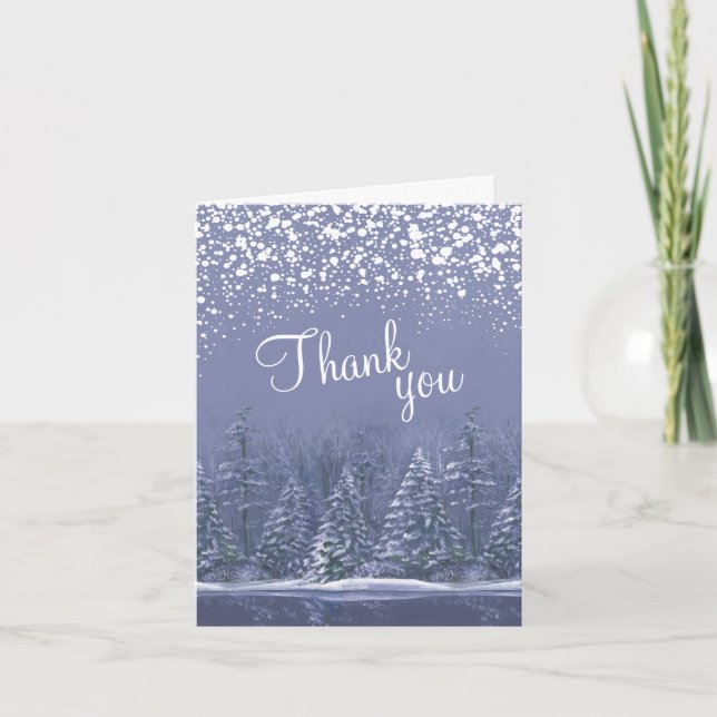 Winter Hochzeitskiefern blau Dankeschön Karten (Vorderseite)