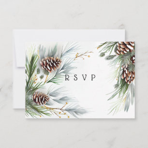 Winter Hochzeitskiefern Schneekiefern Branchen RSVP Karte
