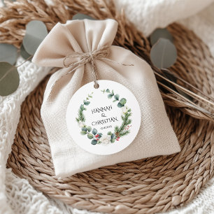 Winter-Hochzeitskranz mit Brandzweigen Geschenkanhänger