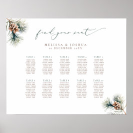 Winter-Hochzeitsplan für Kiefernwälder Poster