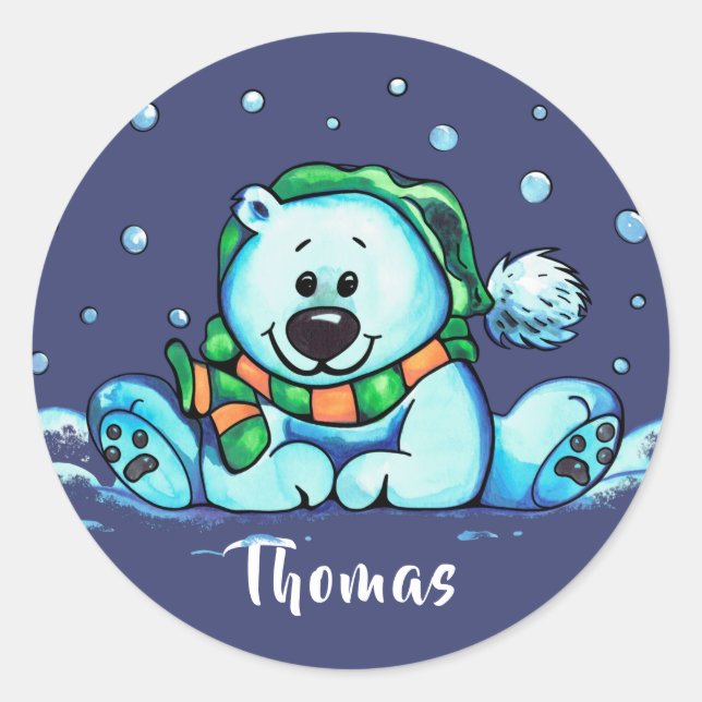 Winter Holiday Bar Classic Round Sticker (Vorderseite)