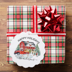 Winter Holiday Barn Farm Animes Handgeschriebener  Ornament Karte