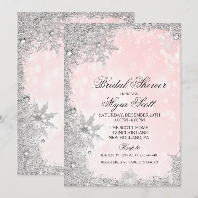 Winter Holiday Bridal Dusche Einladung (Vorne/Hinten)