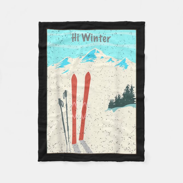 Winter Holiday Christmas Ski X-mas Skiing Skier  Fleecedecke (Vorderseite)