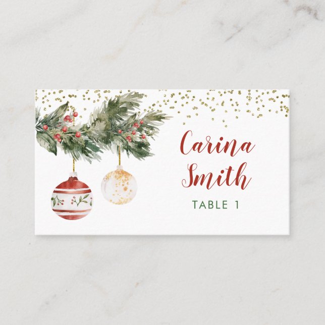 Winter Holiday Deck - Halls Brautparty Platzkarte (Vorderseite)
