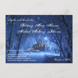 Winter Holiday Evening Snow Wedding Invitations Einladung