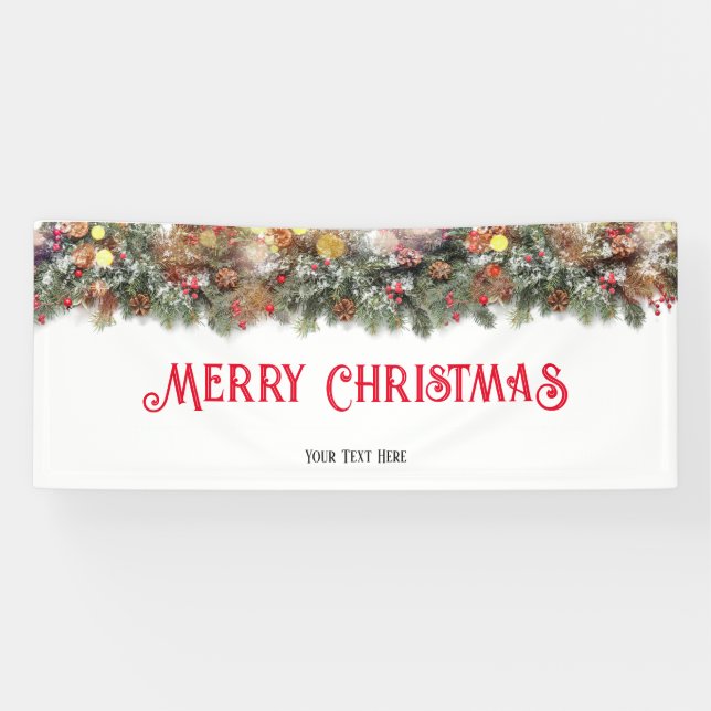 Winter Holiday Floral Indoor Christmas Banner (Horizontal)
