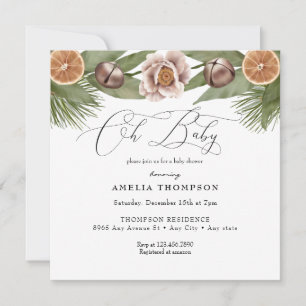 Winter Holiday Greenery Boho Baby Shower Einladung