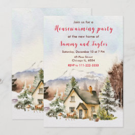 Winter Holiday Hütte Housewarming Party Einladung