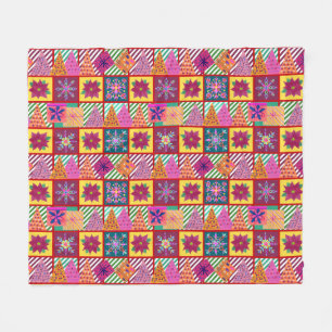 Winter Holiday Patchwork Fleecedecke