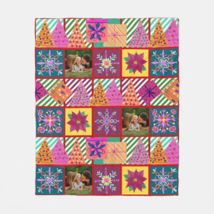 Winter Holiday Patchwork Foto Fleecedecke