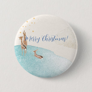 Winter Holiday Rentier Button
