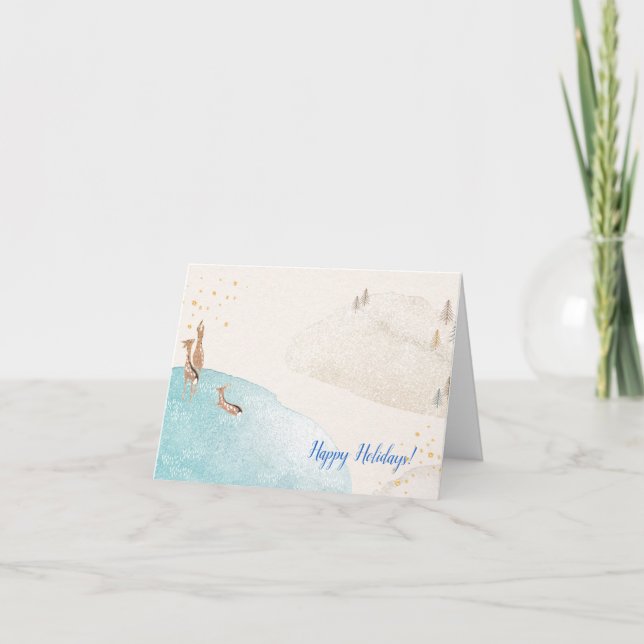 Winter Holiday Rentier Feiertagskarte (Vorderseite)