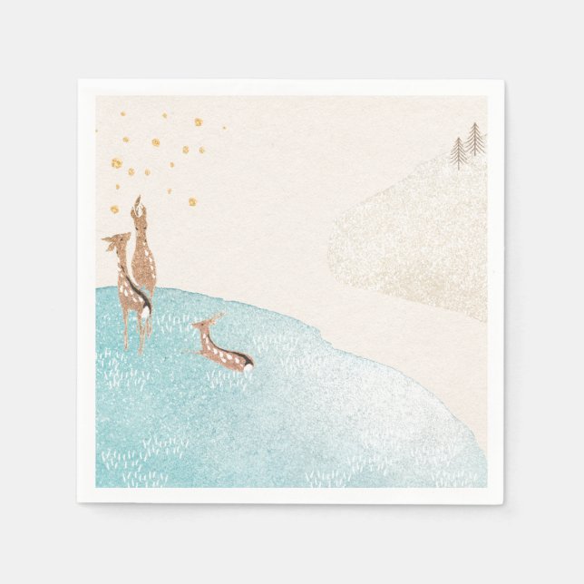 Winter Holiday Rentier Serviette (Vorderseite)