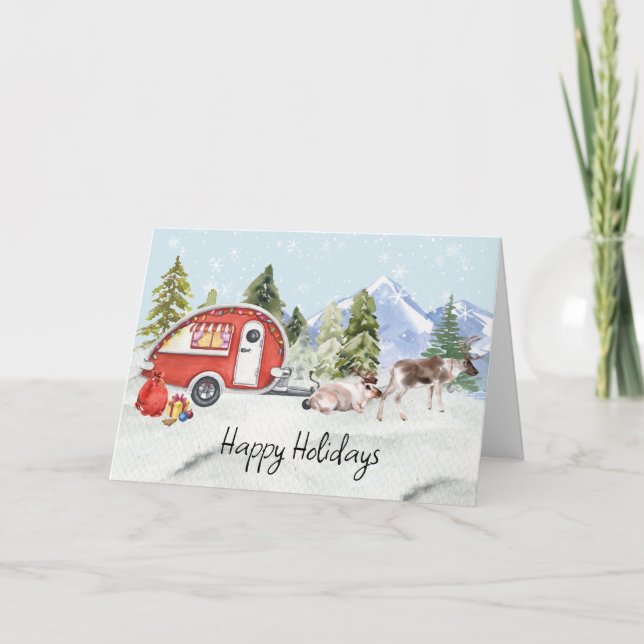 Winter Holiday RV Camper Rentierfest Weihnachten (Vorderseite)