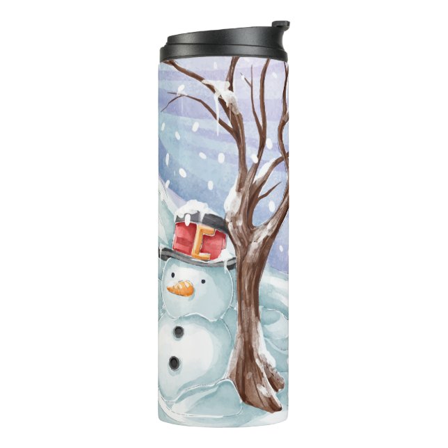 Winter Holiday Snowman Watercolor Thermosbecher (Nach links gedreht)