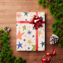 Winter Holiday with Colorful Star Pattern Geschenkpapier