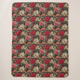 Winter Holidays Poinsettia Floral Sherpadecke