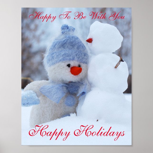 Winter Holidays Snowman Greeting Poster (Vorne)