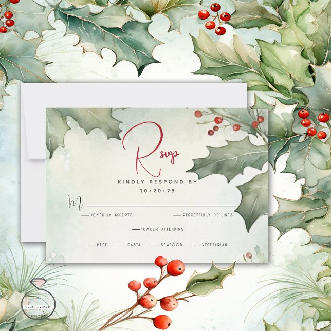 Winter Holly und Berries RSVP Karte (Von Creator hochgeladen)