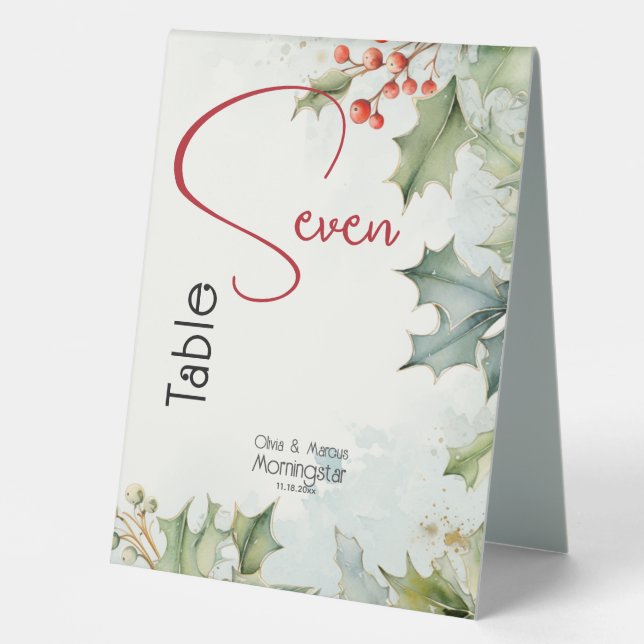 Winter Holly und Berries Tischaufsteller (Vorderseite)