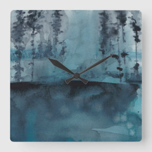 Winter-Holz Quadratische Wanduhr
