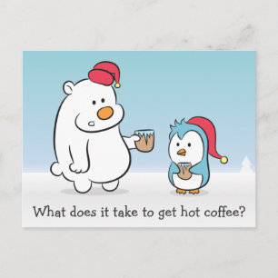 Winter Humor Eisbär beklagt sich beim Pinguin Postkarte