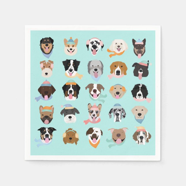 Winter Hund Gesichter Serviette (Vorderseite)
