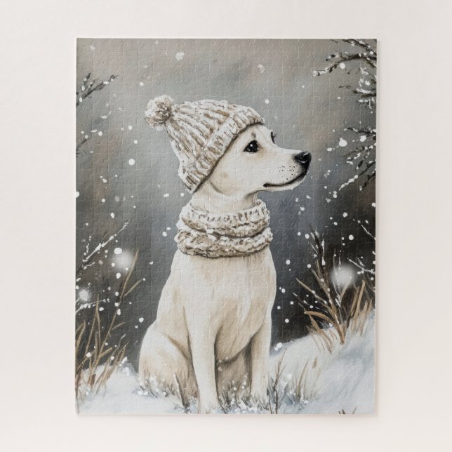 Winter-Hund-Strickmütze Schnee (Vertikal)