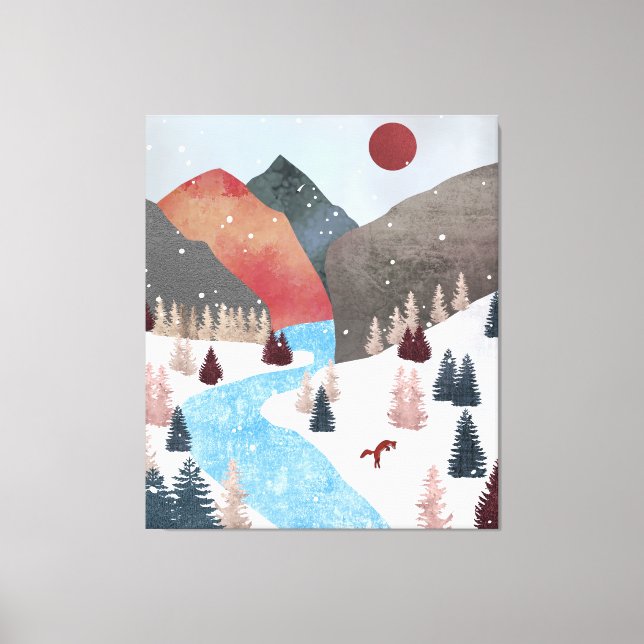Winter Hunting Fox Leinwanddruck (Vorderseite)