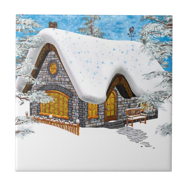 Winter-Hütte Fliese (Vorderseite)